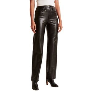 Abercrombie & Fitch Pants Women Size 29 Black 90s Relaxed High Rise Faux Leather